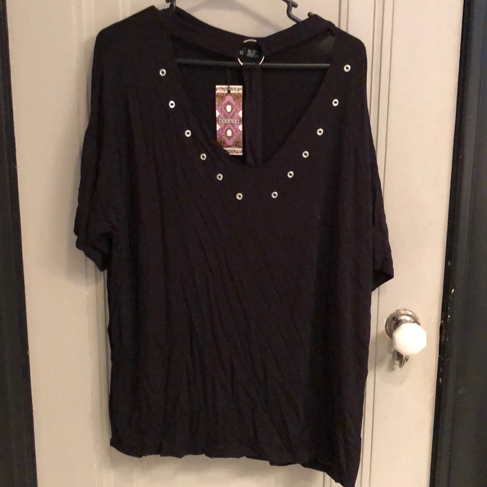 Brand New: Boohoo eyelet strap detail T-shirt